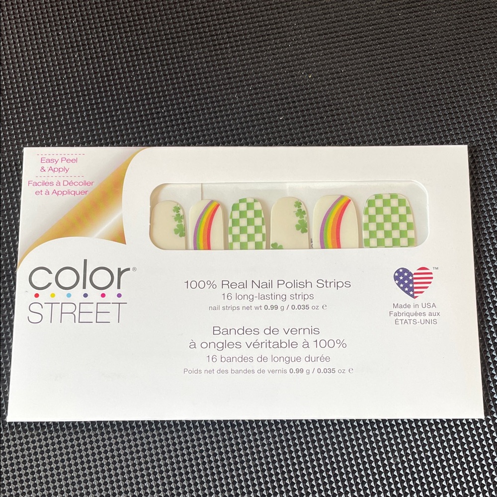 Color Street Green Checkered and Rainbow Nail Strips